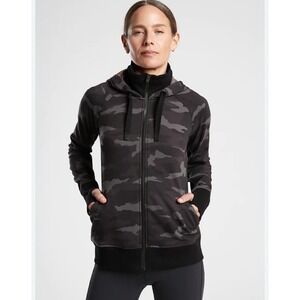 Athleta Women Activewear Triumph Printed Hoodie Black Camo Medium